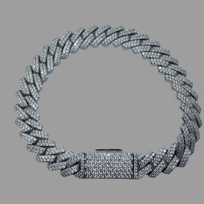 18 Karat Gold Cuban Link 10mm Diamant Moissanite Armband D VVS1 Zertifiziert