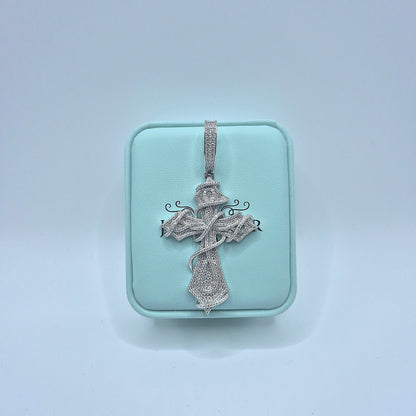 Dornenkranz Kreuz Moissanite Anhänger – 18K vergoldet auf 925 Silber