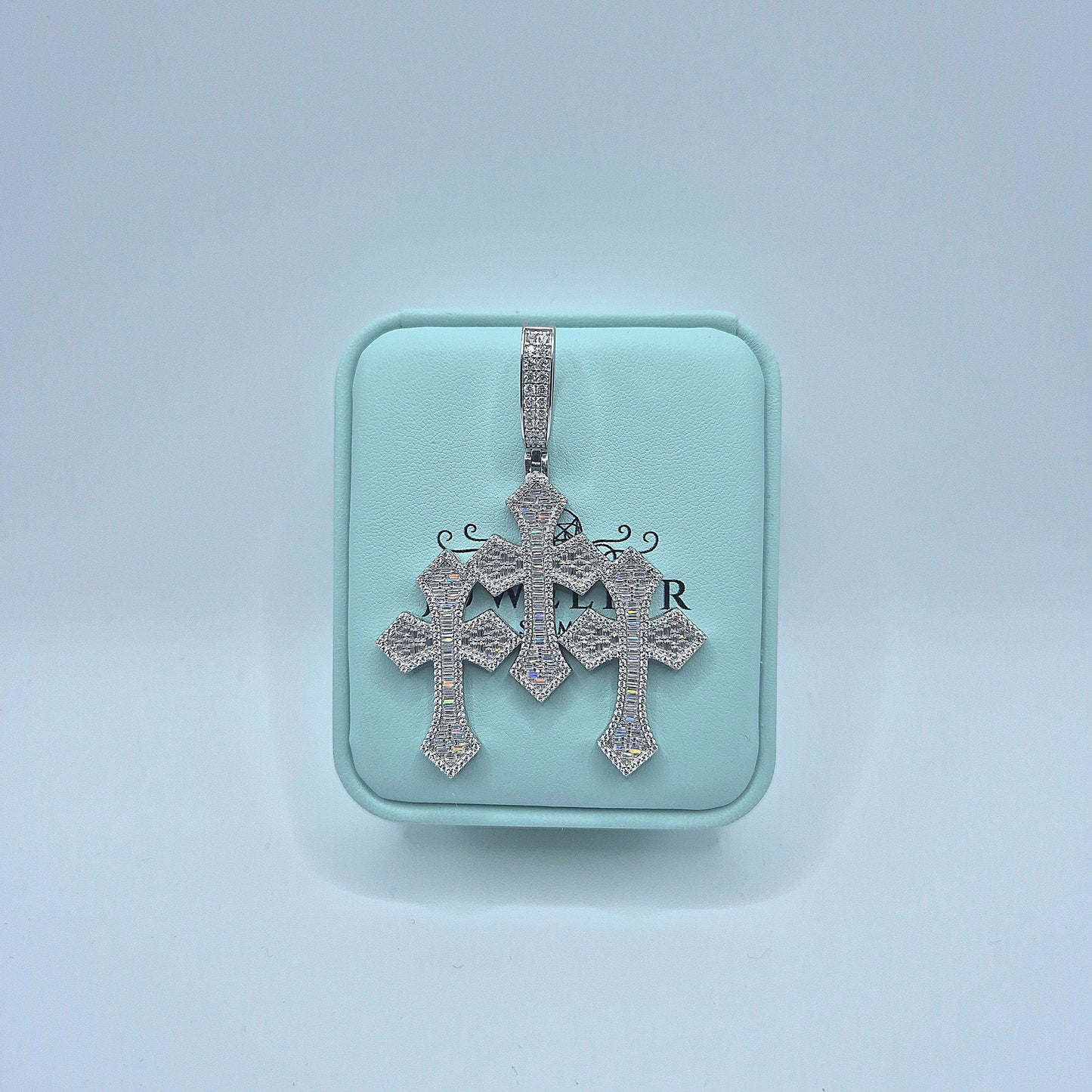 Triple Cross Moissanite Anhänger – 18K vergoldet auf 925 Silber