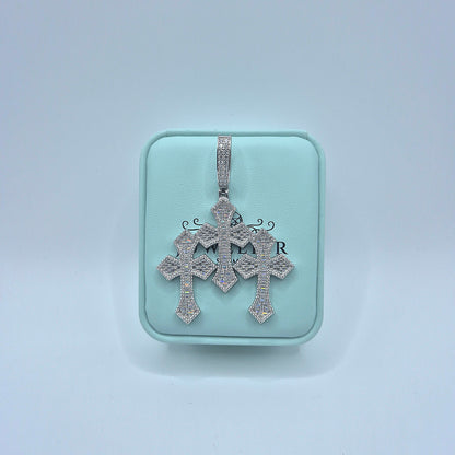 Triple Cross Moissanite Anhänger – 18K vergoldet auf 925 Silber