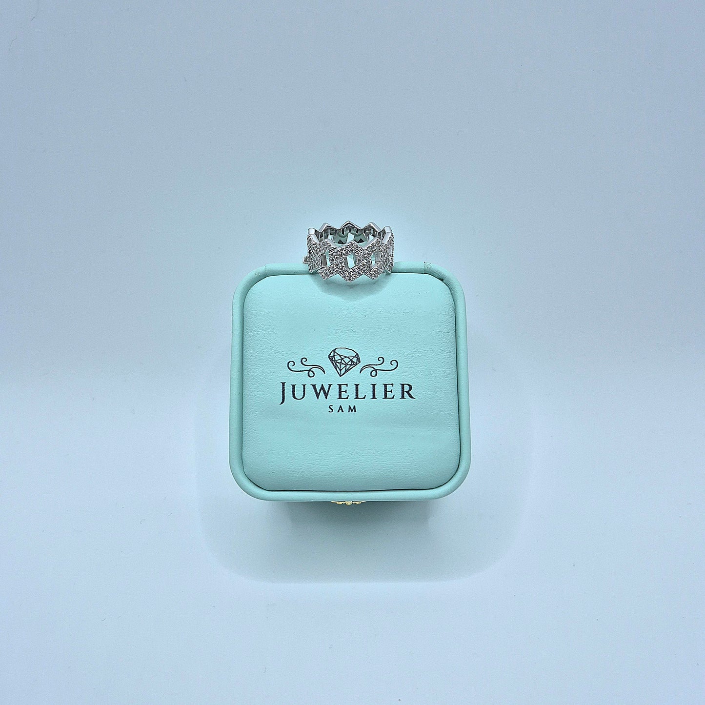 Iced Cuban Link Moissanite Ring – 18K vergoldet auf 925 Silber