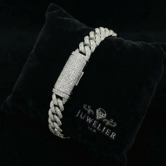 Moissanite Cuban Link Armband/Kette 10mm – 18K vergoldet auf 925 Silber