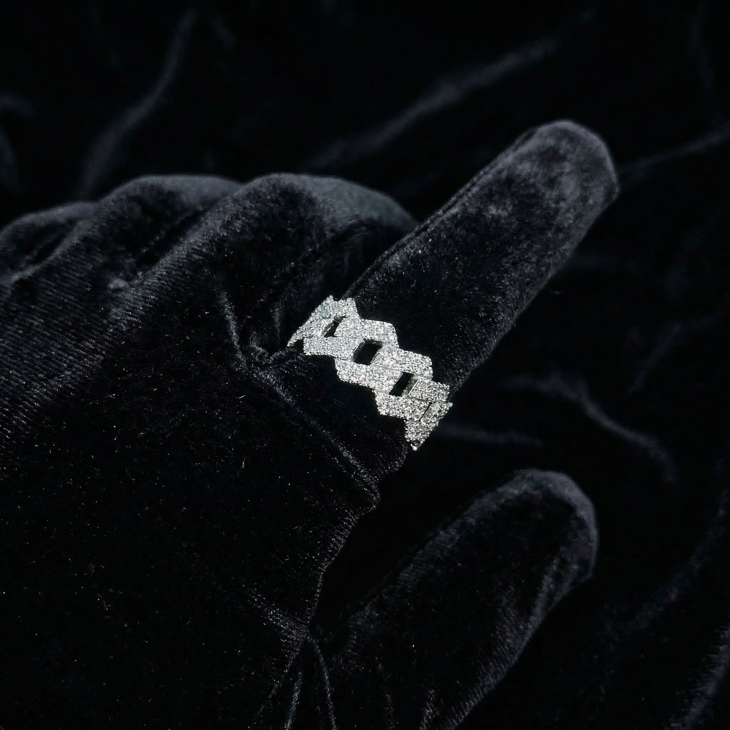 Iced Cuban Link Moissanite Ring – 18K vergoldet auf 925 Silber