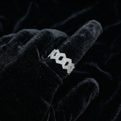 Iced Cuban Link Moissanite Ring – 18K vergoldet auf 925 Silber
