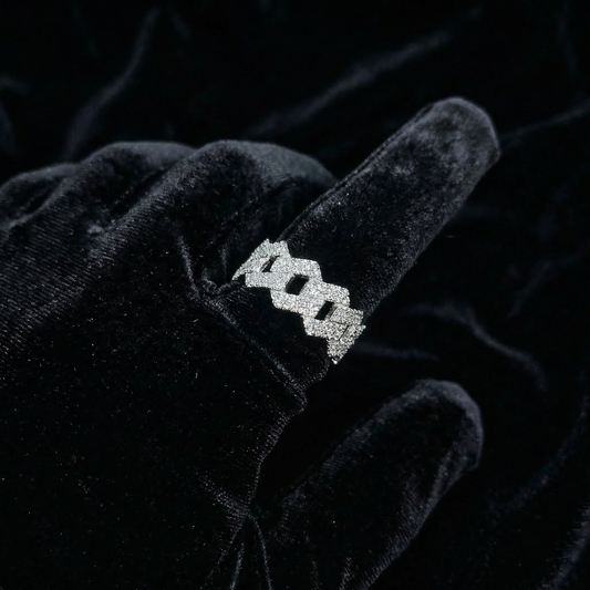 Iced Cuban Link Moissanite Ring – 18K vergoldet auf 925 Silber