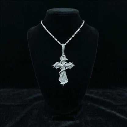 Dornenkranz Kreuz Moissanite Anhänger – 18K vergoldet auf 925 Silber