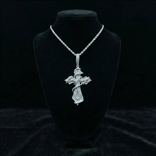 Dornenkranz Kreuz Moissanite Anhänger – 18K vergoldet auf 925 Silber