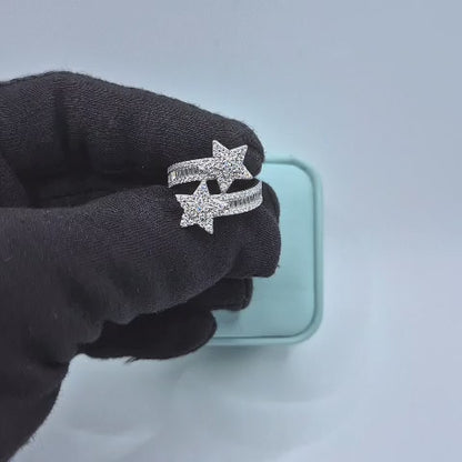 Double Star Moissanite Ring – 18K vergoldet auf 925 Silber