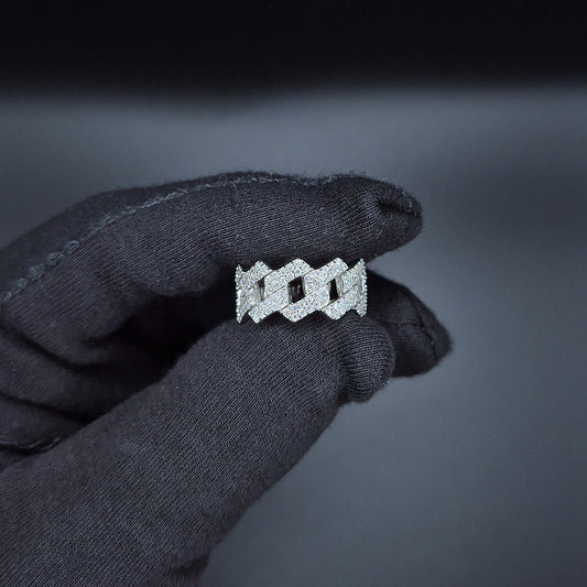 Iced Cuban Link Moissanite Ring – 18K vergoldet auf 925 Silber