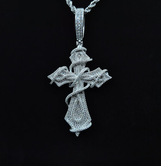 Dornenkranz Kreuz Moissanite Anhänger – 18K vergoldet auf 925 Silber