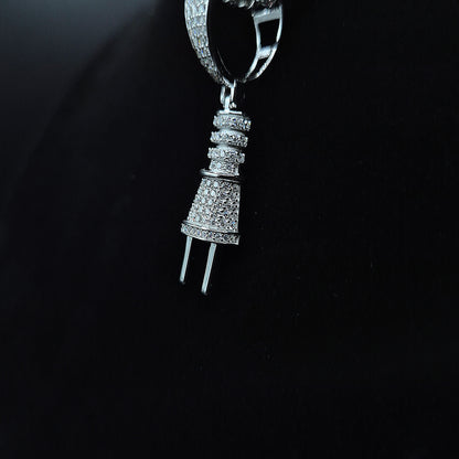 Plug Moissanite Anhänger – 18K vergoldet auf 925 Silber