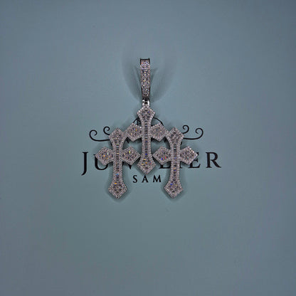 Triple Cross Moissanite Anhänger – 18K vergoldet auf 925 Silber